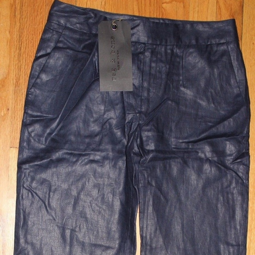 $260 RAG & BONE 100%LINEN NAVY BEACH PANTS US 2